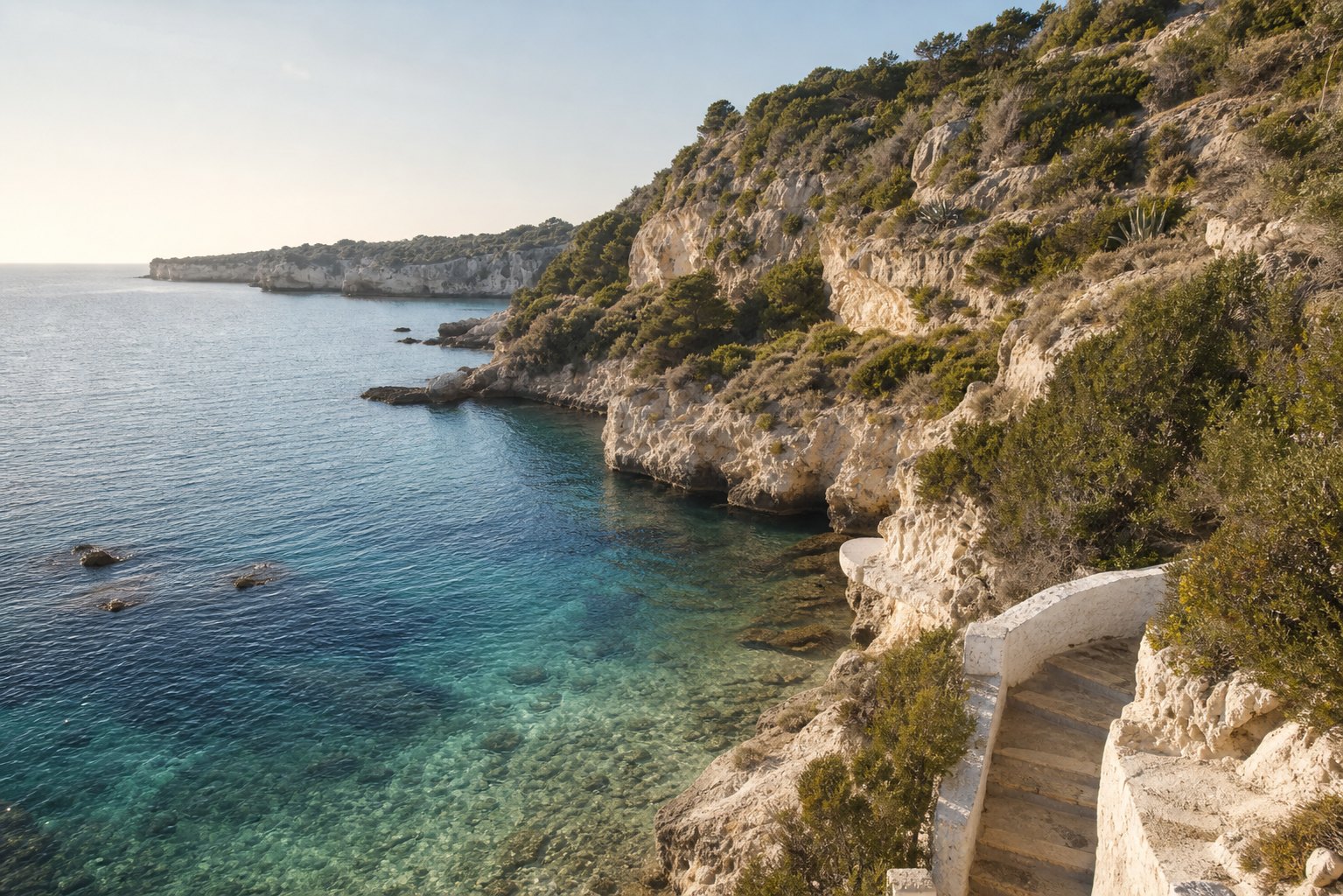 Secluded rocky Sicilian cove with clear water