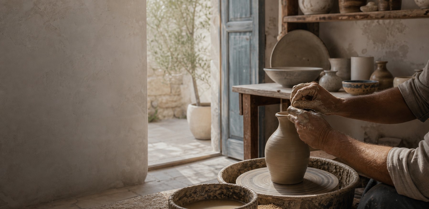 Quiet ceramic artisan studio in Sicily