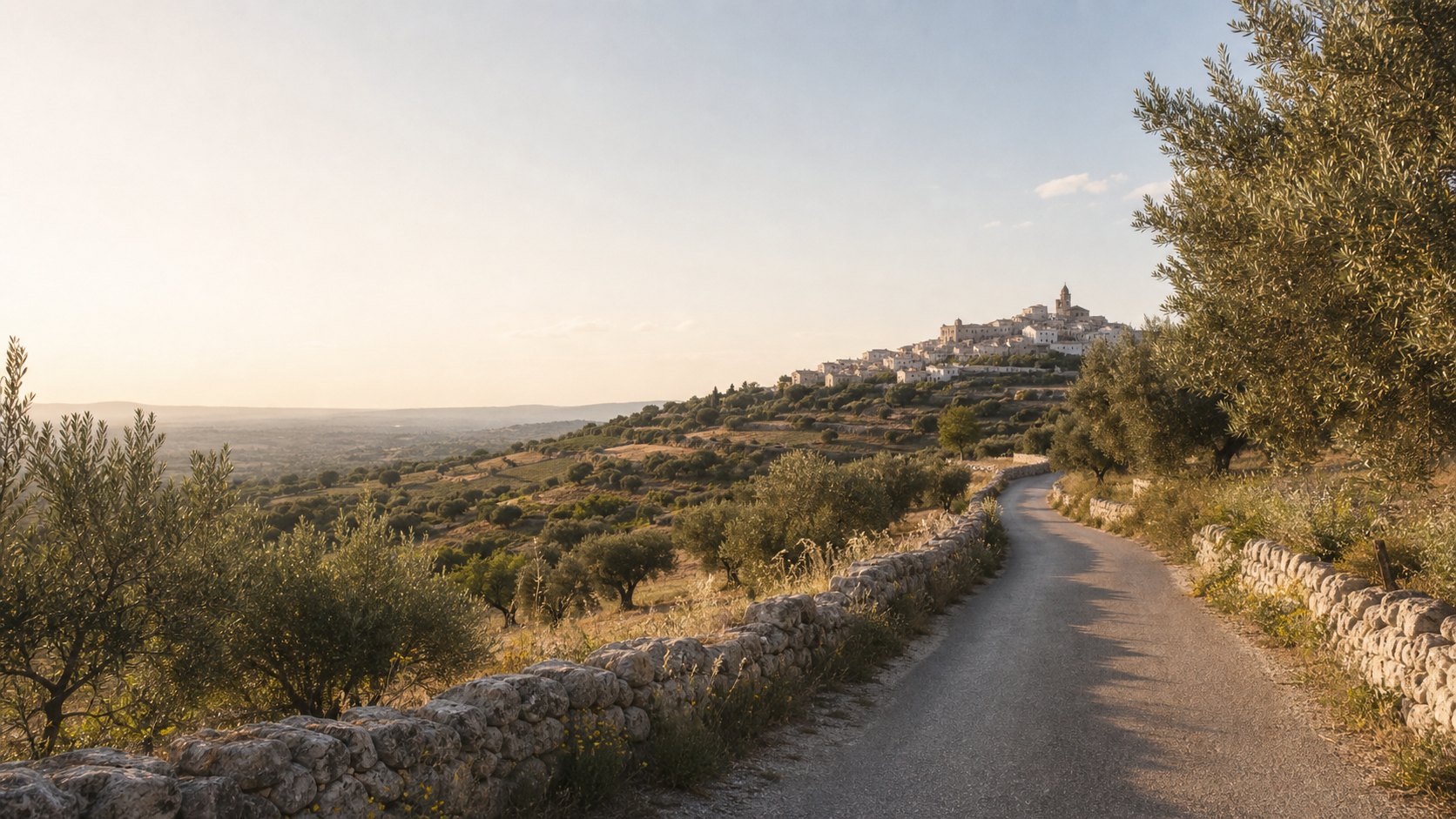 Rural Sicilian road through olive groves